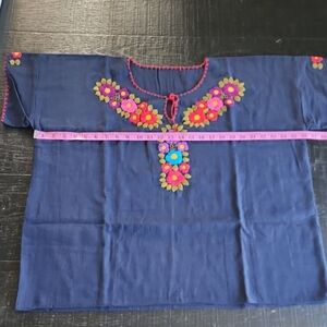 Embroidered Navy Blouse